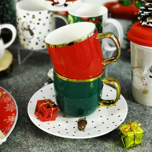 Роскошная кружка с позолоченной ручкой индивидуального дизайна и керамическая кофейная кружка с золотой наклейкой