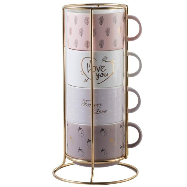 Штабелируемые керамические чашки для чая, маленькие кружки Demitasse для домашнего офиса, кофейная кружка