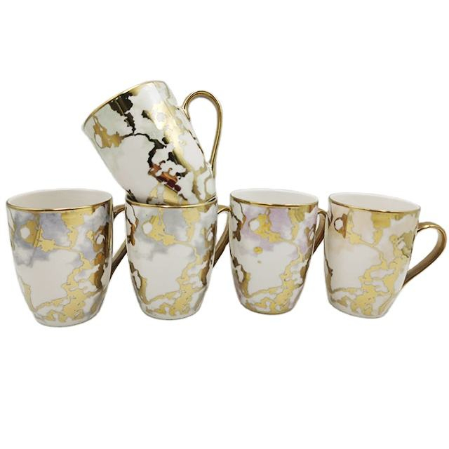 Дорожная кружка для кофе с гальваническим покрытием с мраморным эффектом индивидуального дизайна